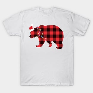 Santa Deer Plaid Red Buffalo Animal Merry Christmas Pajamas Family T-Shirt